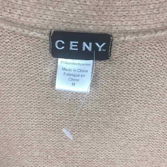CENY Women’s Cardigan M Tan Gray Colorblock Open Front Pockets NWOT - Picture 10 of 16